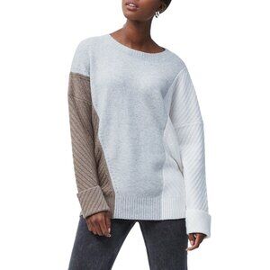 FRENCH CONNECTION Colorblock Grey Ivory Tan Sophia Viola Sweater Pullover Sz XS